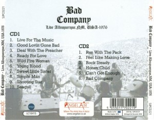 Bad Company Live Albuquerque 1976 Back