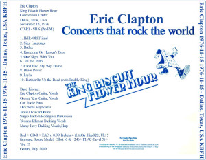 Eric Clapton 1976-11-15 Back Cover