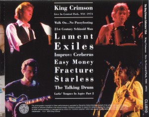 King Crimson NYC 74 Back